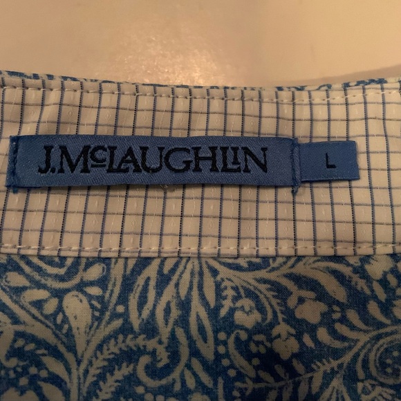J. McLaughlin Louis 51% Silk Blue & White Paisley Women's Button Down Large EUC - Picture 6 of 12